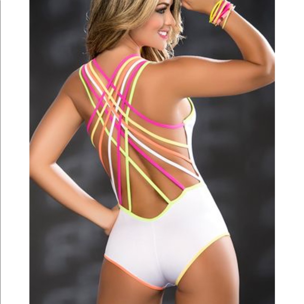 Strappy neon Bodysuit